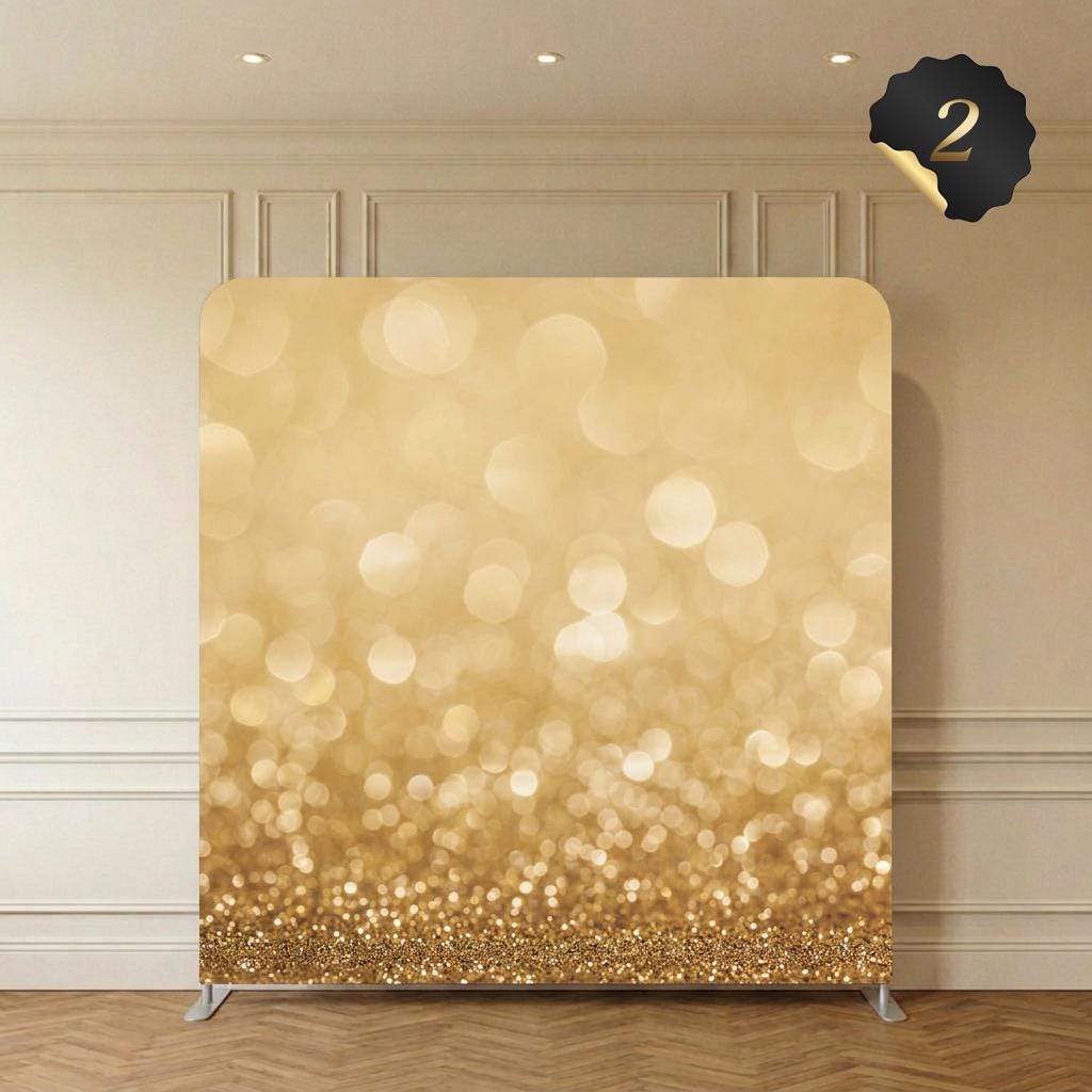 Photo backdrop 244x244 cm, champagne and gold glitter, Image 3 of 10