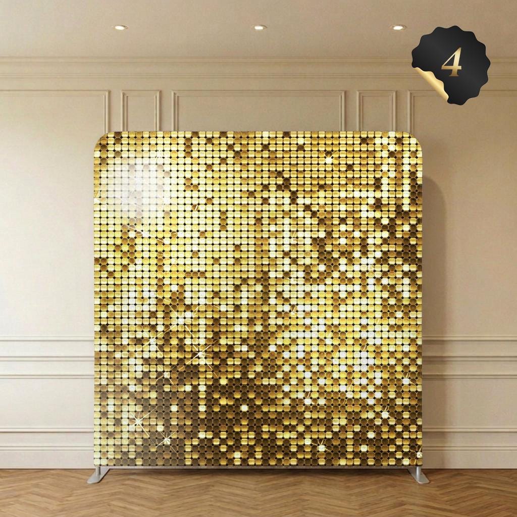 Photo backdrop 244x244 cm, champagne and gold glitter, Image 5 of 10