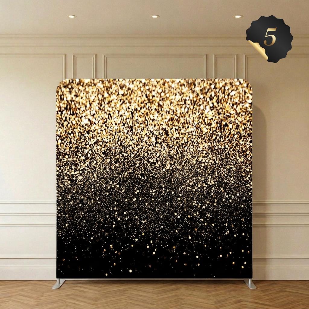 Photo backdrop 244x244 cm, champagne and gold glitter, Image 6 of 10