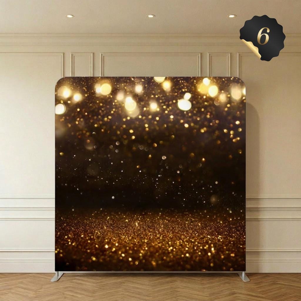 Photo backdrop 244x244 cm, champagne and gold glitter, Image 7 of 10