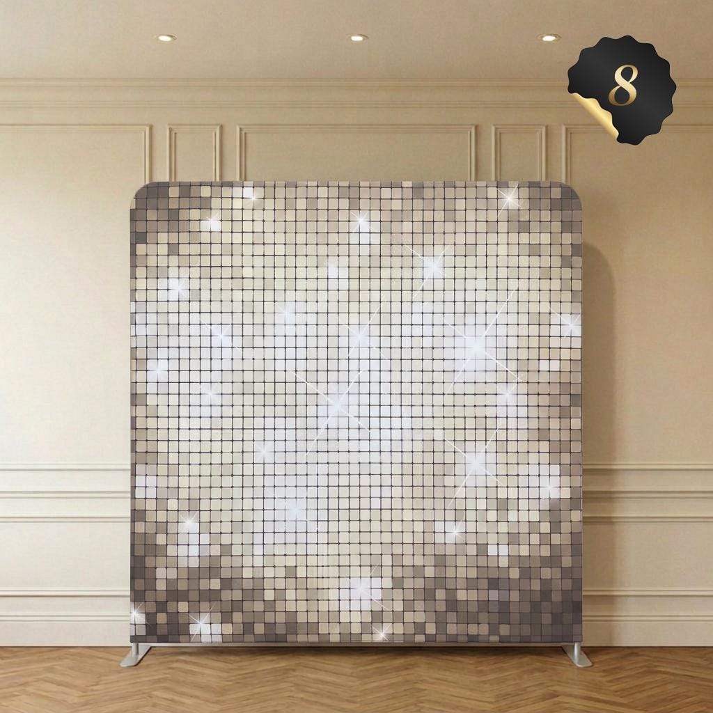 Photo backdrop 244x244 cm, champagne and gold glitter, Image 9 of 10