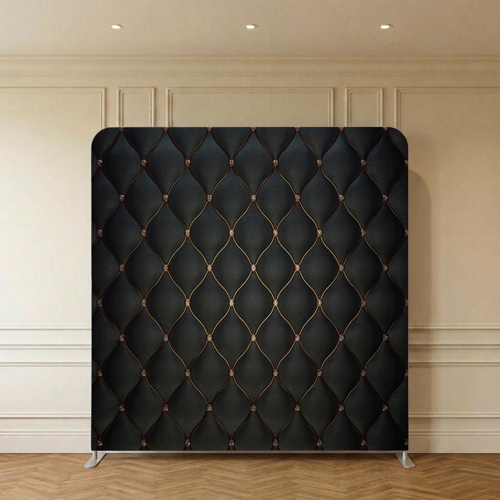 Photo backdrop 244x244 cm, navy and gold art deco, Image 6 of 10