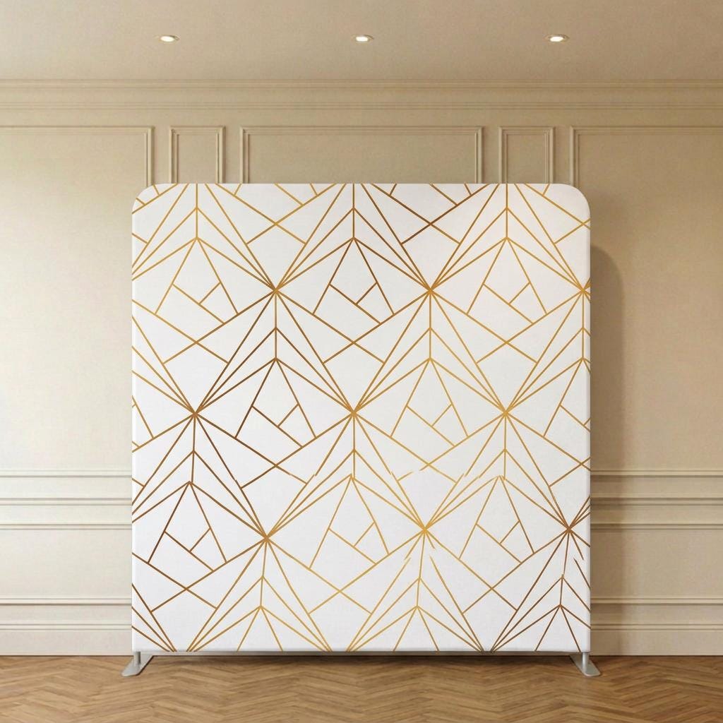 Photo backdrop 244x244 cm, navy and gold art deco, Image 4 of 10