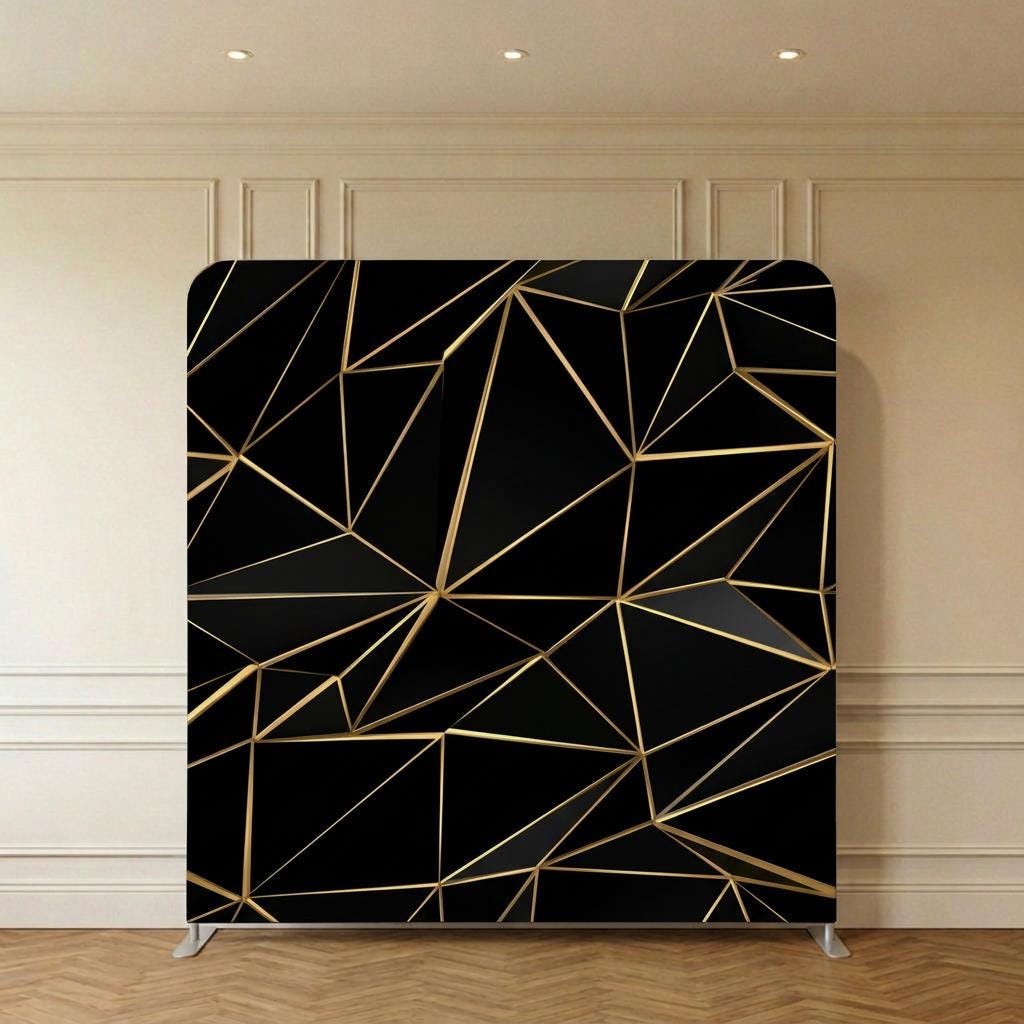 Photo backdrop 244x244 cm, navy and gold art deco, Image 5 of 10