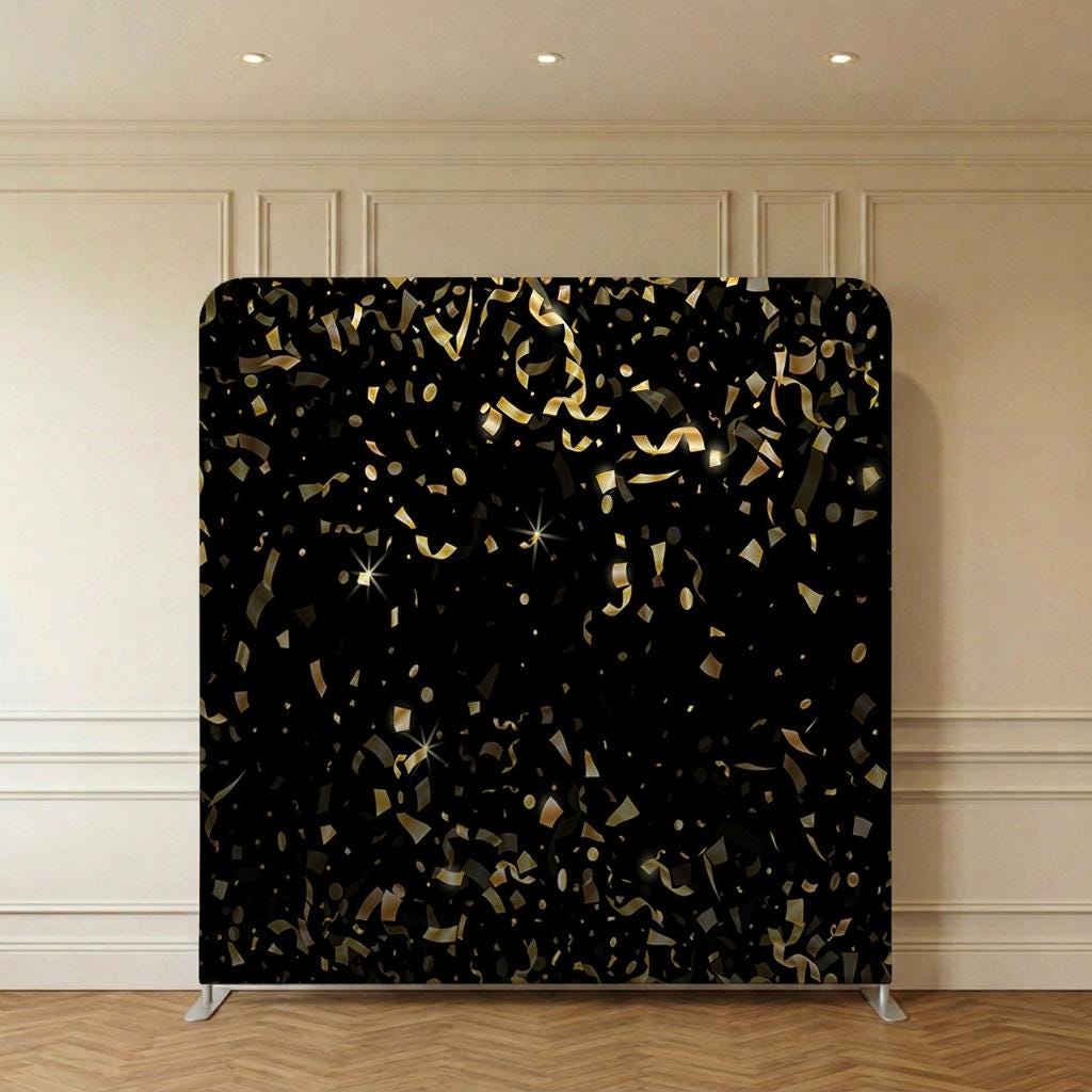 Photo backdrop 244x244 cm, pink and gold confetti, Image 3 of 10