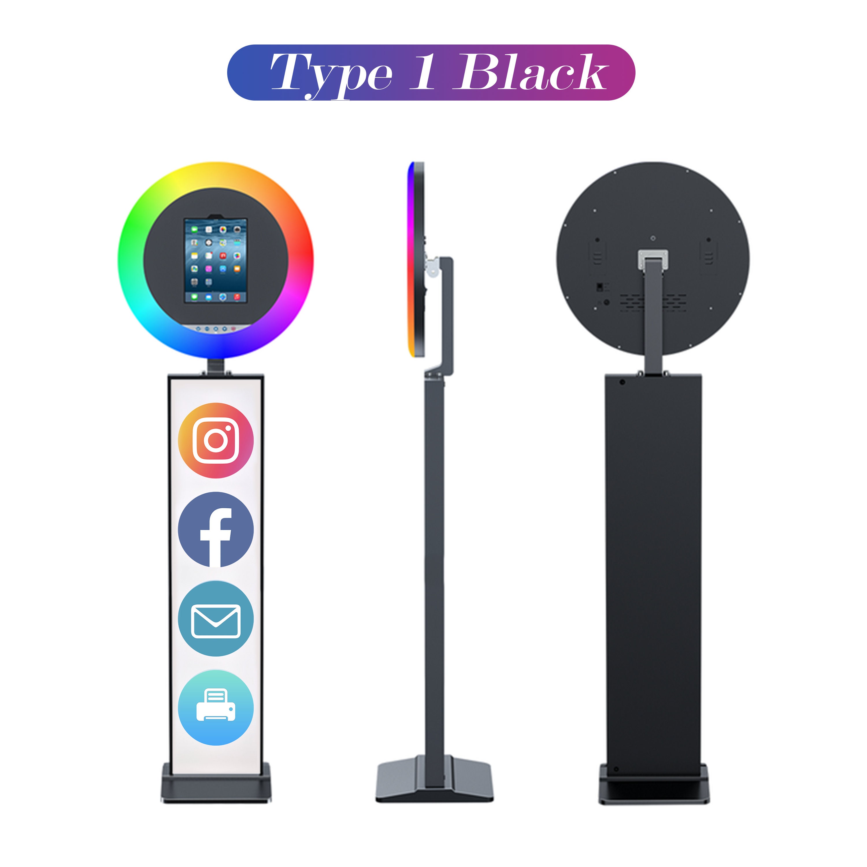 Aluminium iPad photo booth with LED ring light, Image 4 of 9