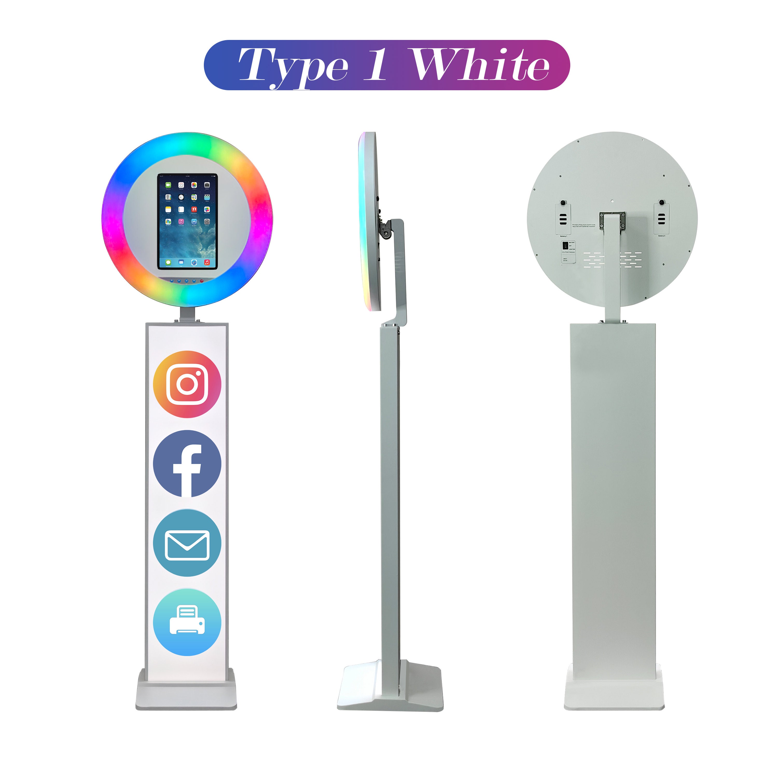 Aluminium iPad photo booth with LED ring light, Image 5 of 9