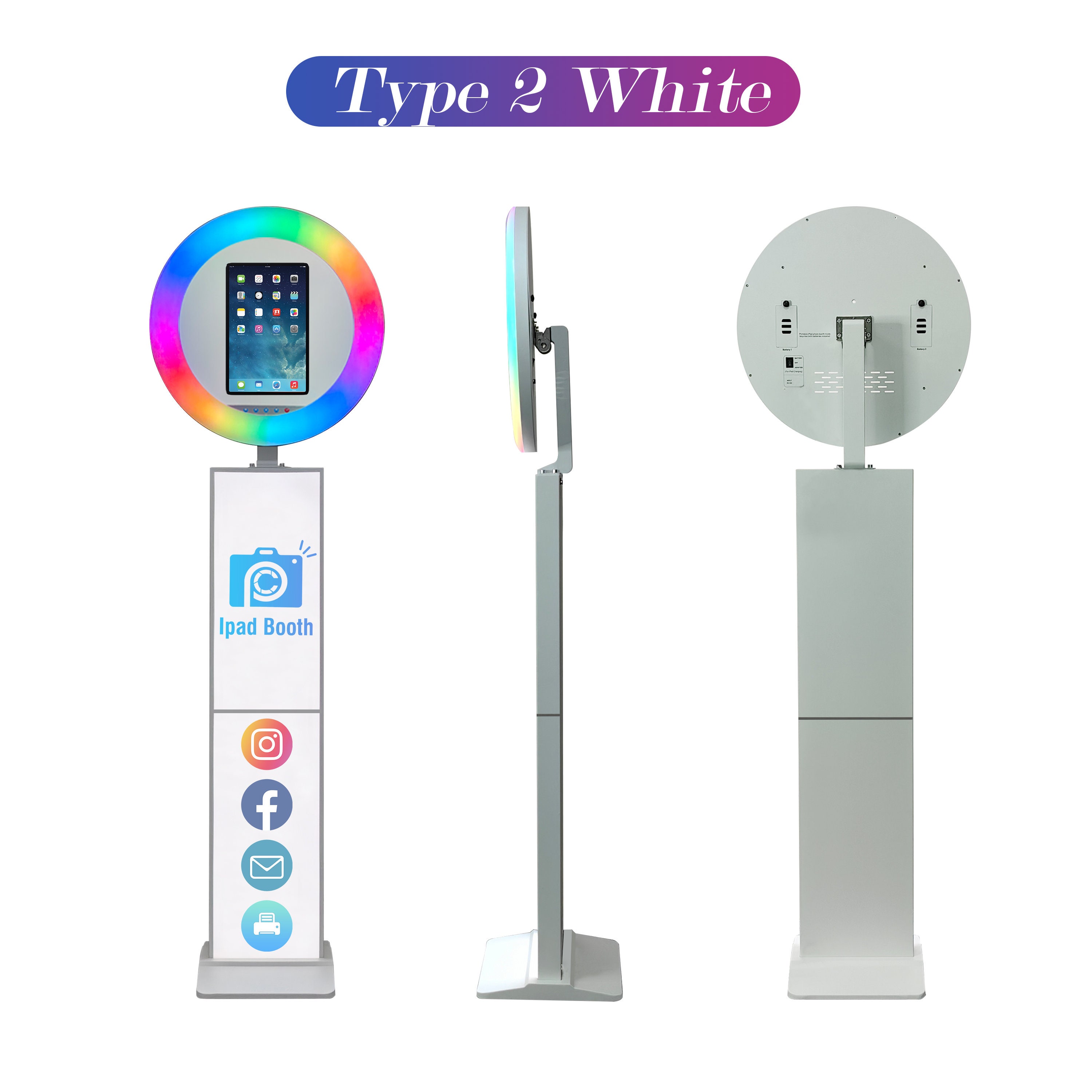 Aluminium iPad photo booth with LED ring light, Image 7 of 9