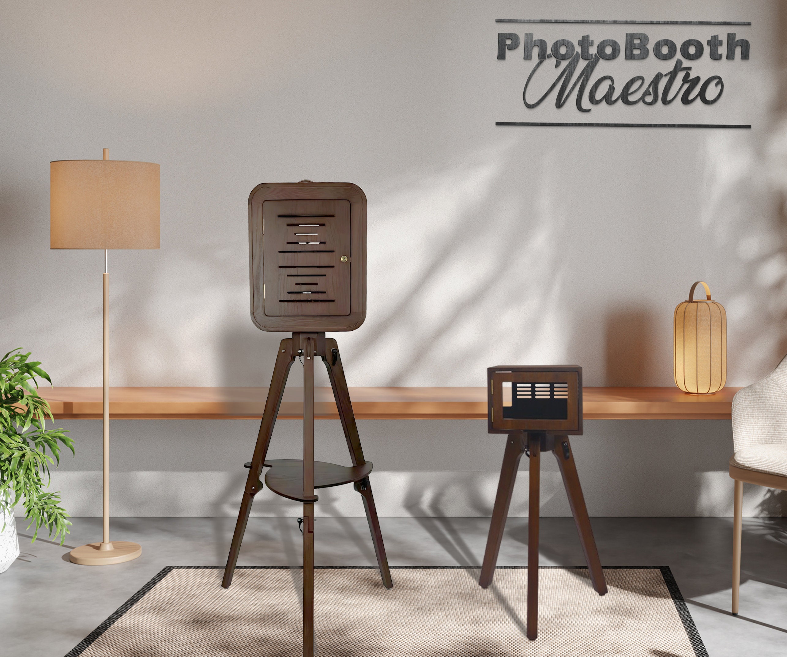 Wooden photo booth with touchscreen and mini PC, Image 4 of 9