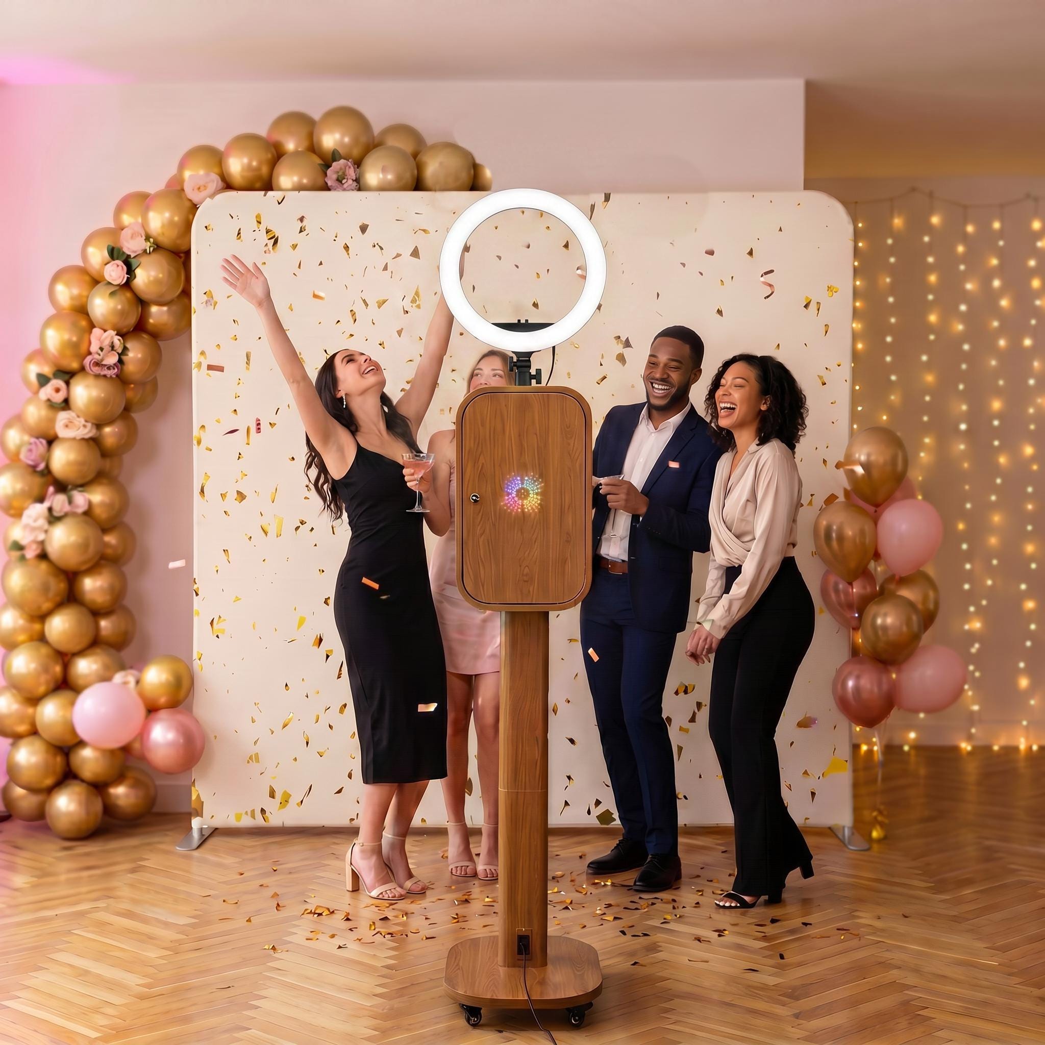 Photo booth shell in metal with a wood look, Image 2 of 6