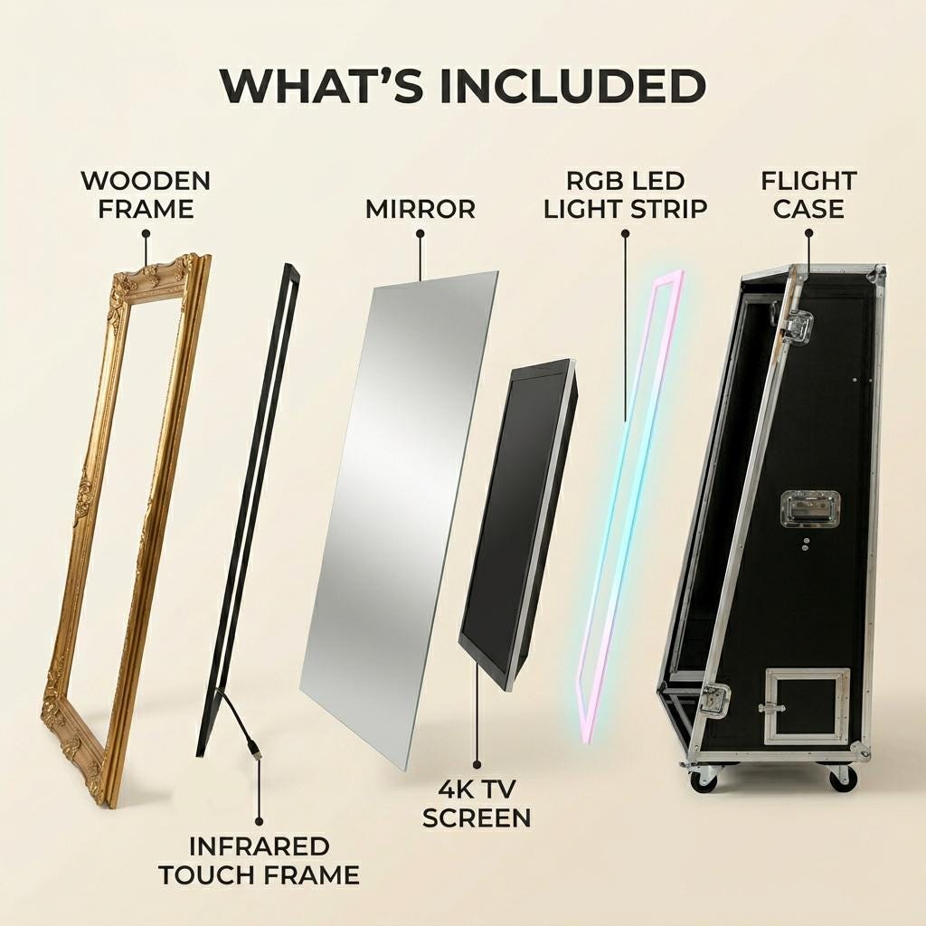 Magic Mirror photo booth, 55 or 65 inch, solid wood, Image 5 of 6
