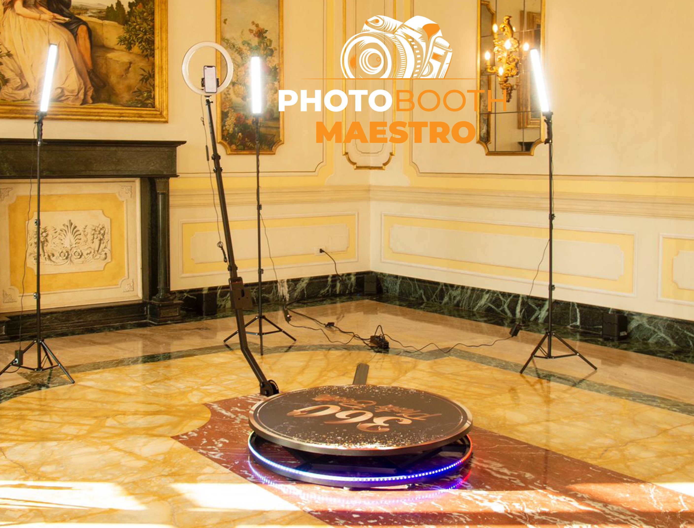 Automatic 360 photo booth with ring light and flight case, Image 2 of 8
